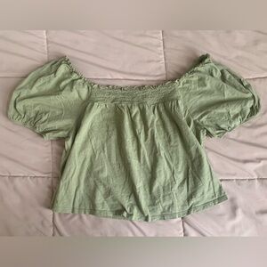 American Eagle Green Off-Shoulder Top